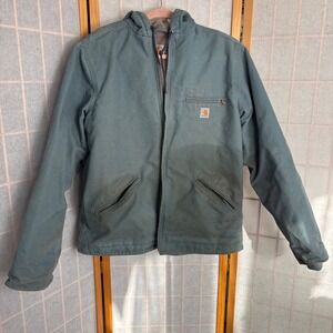 Carhartt WJ141 331 Sierra Jacket Sherpa Lined Seaglass Blue Womens Large